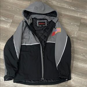 Snap-on Black and Gray Hooded Jacket
